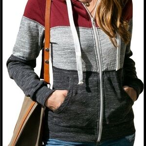 Women’s Colorblock Zip-Up Hoodie NWT – Medium Doublju